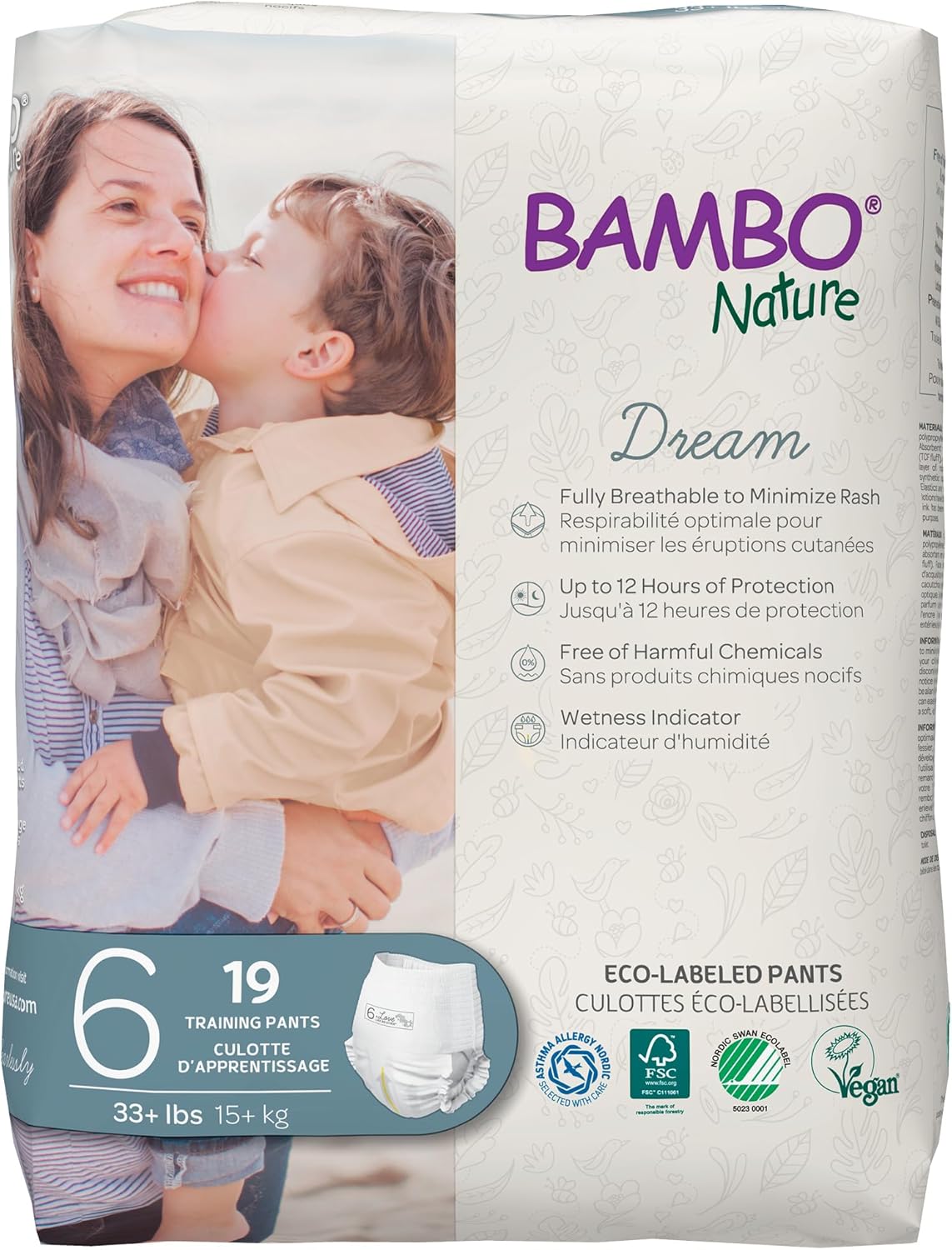 Bambo Nature Hypoallergenic Training Pants, Eco-Labeled Training Pants, Totally Chlorine-Free - Size 6 (19 Count)