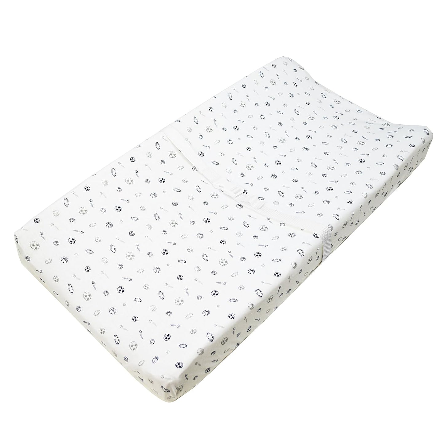 American Baby Company 2 Pack Printed 100% Cotton Knit Fitted Contoured Changing Table Pad Cover - Compatible with Mika Micky Bassinet, Gray Stripes and Sports, for Boys and Girls