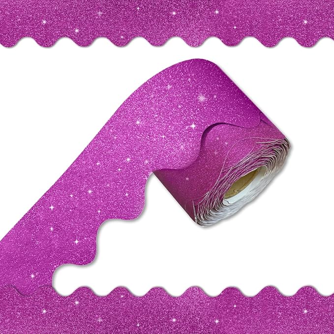 70Ft Shine Pink Bulletin Board Borders，Scalloped Poster Boards Decorations Trim