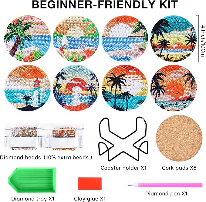 Beach Diamond Art Painting Coasters Kit