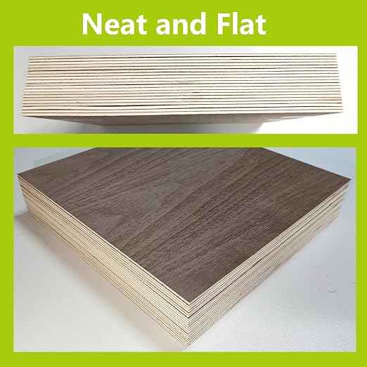 12 Pack Black Walnut Plywood Sheets 1/8", 11.8x11.8x1/8 inch Plywood Sheets