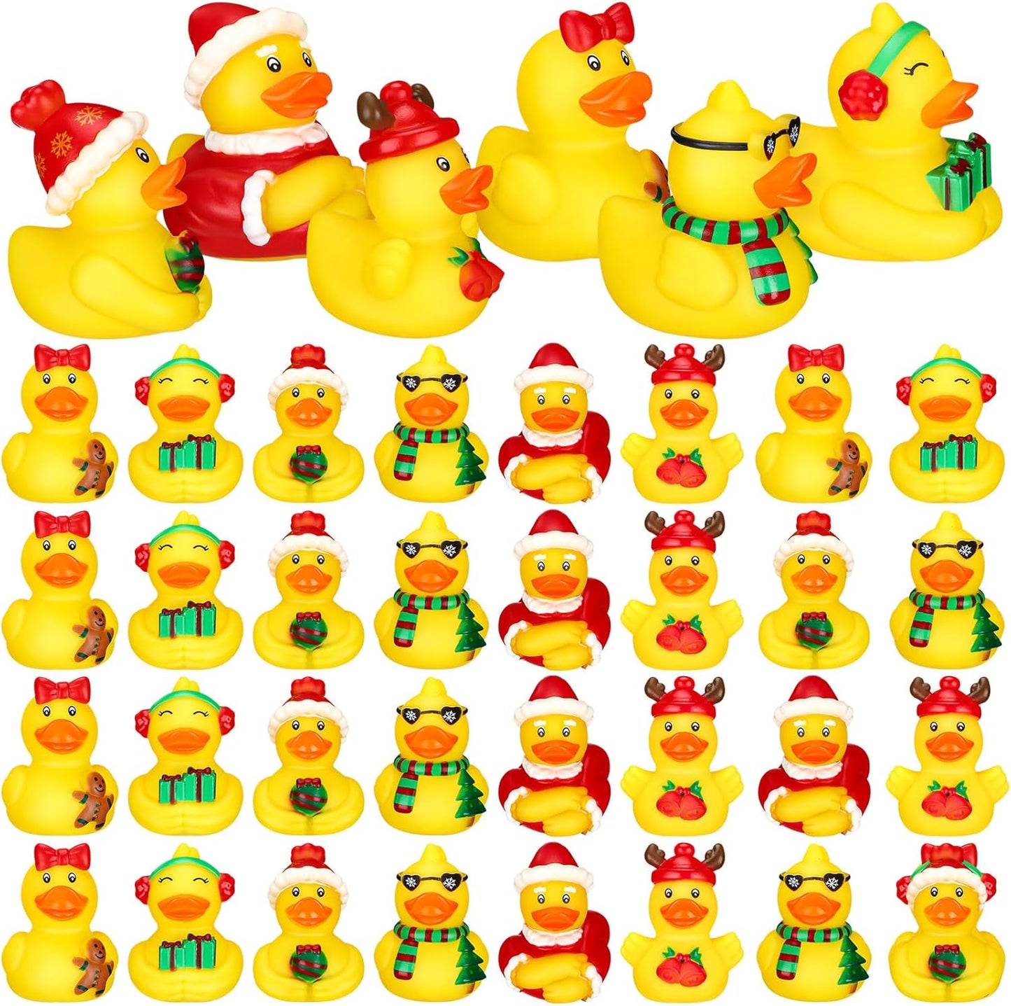 Honoson 36 Pcs Rubber Duck in Bulk Mini Toy Rubber Duck for Bath Birthday Gifts Shower Party Favors Decoration(Holiday)
