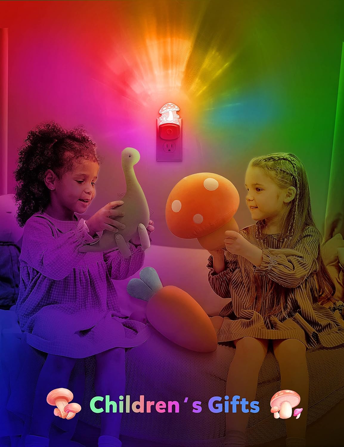 Mushroom Night Light [2 Pack], Plug in Lamp, 8 Color Changing LED Night Lights for Adults Kids Baby Children NightLight Wall Mushroom Decor Lamp for Bedroom Bathroom,Toilet,Stairs,Kitchen,Hallway