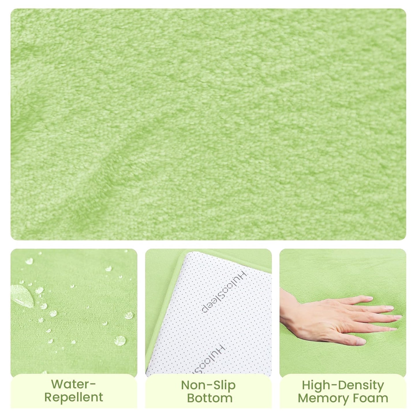 Baby Play Mat for Floor,1.3" Thick Elasti-Foam 50"×50" Playpen Mat for Tummy Time,Water Repellent Soft Coral Velvet for Toddler,Infant,Kids,Non-Slip Backing Safe for Crawling(Light Green)
