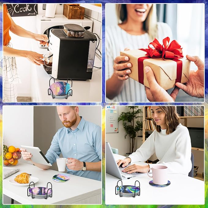 UPINS 8 Pcs Diamond Art Painting Coasters