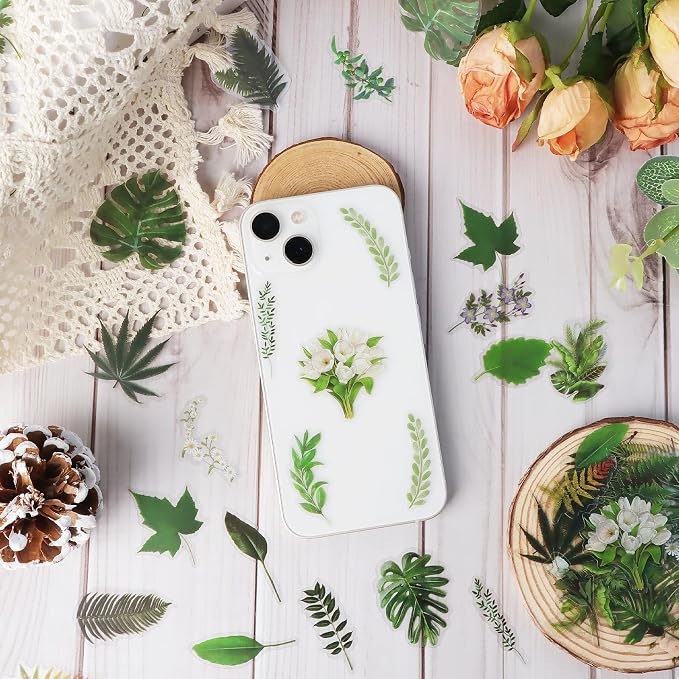 Imeepa 60Pcs Plants Stickers Transparent Scrapbooking Stickers | Waterproof