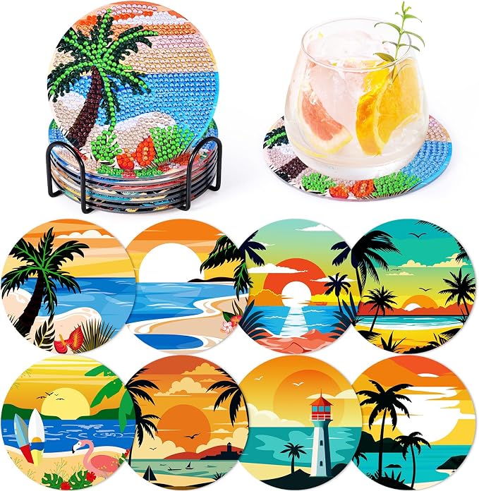 Beach Diamond Art Painting Coasters Kit