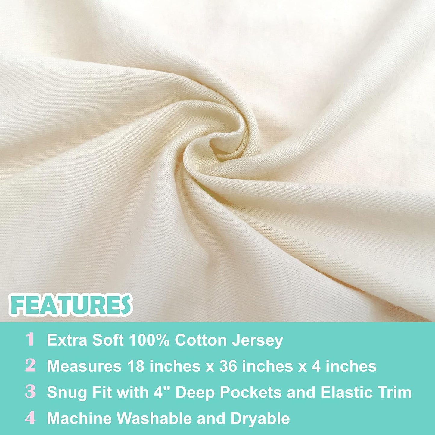 American Baby Company 2 Pack 100% Natural Cotton Fitted Cradle/Bassinet Sheets 36" x 18" - Soft, Breathable & Hypoallergenic Bed Sheets, Ecru, Neutral for Boys & Girls