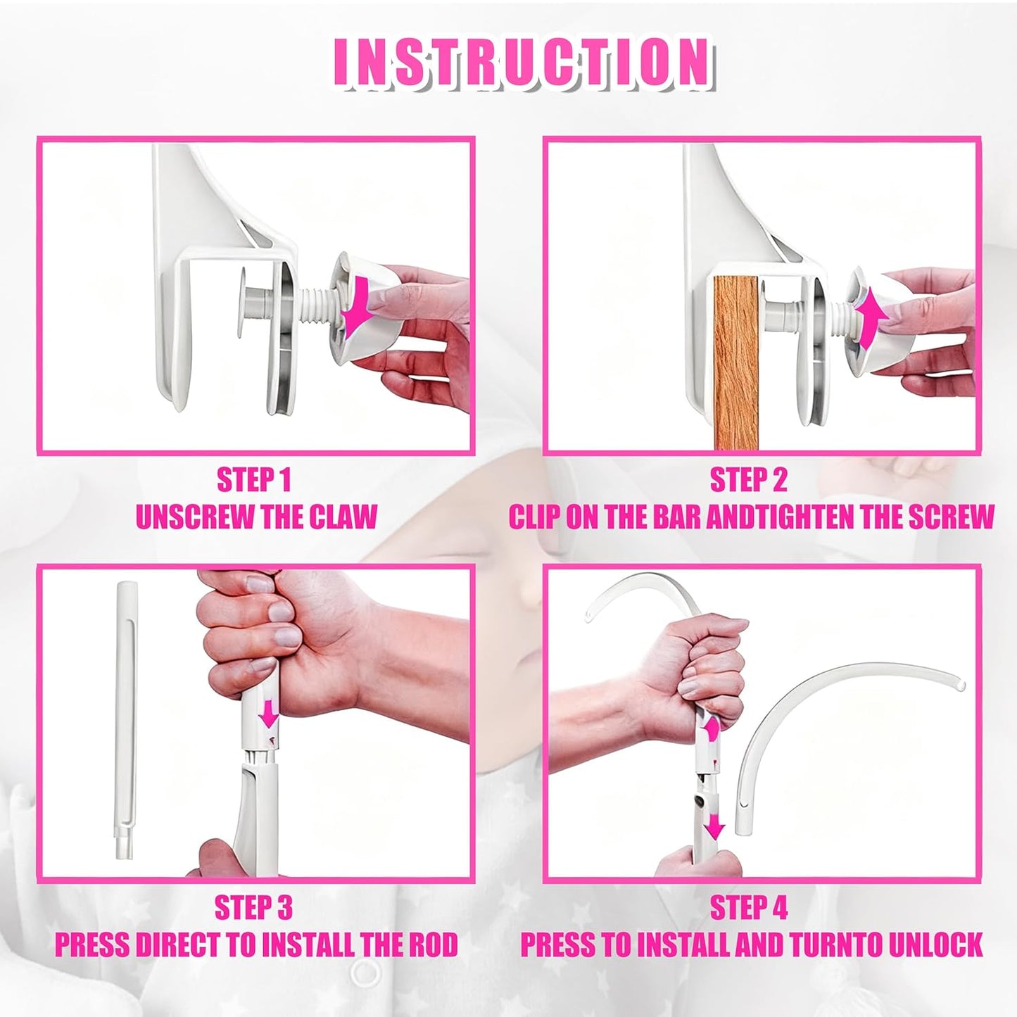25 Inch Universal Mobile Arm for Crib-Baby Musical Crib Mobile Bed Bell Holder,DIY Toy Decoration Bracket (Without Music Box)