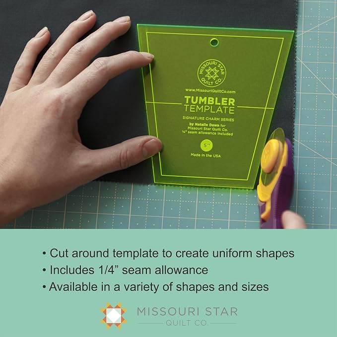 Acrylic Quilting Template, Half Hexagon |