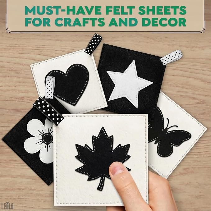 LEGLO Black Felt Sheets 12 Pcs, Sticky-Back A4 Craft Fabric, 8.3 x 11.8 in |