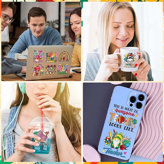 Rngmsi 20 Sheets Teacher Leopard Print UV DTF Cup Wrap Cold UV DTF Stickers |