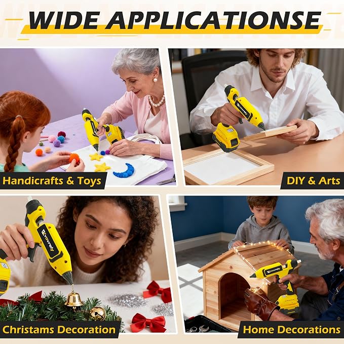 110W Cordless Hot Glue Gun for DeWalt 20V MAX Battery | Temp Adjust, Fast