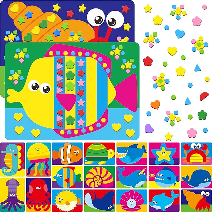 SpriteGru Foam Sticker Art Activity, 20 Marine Animals