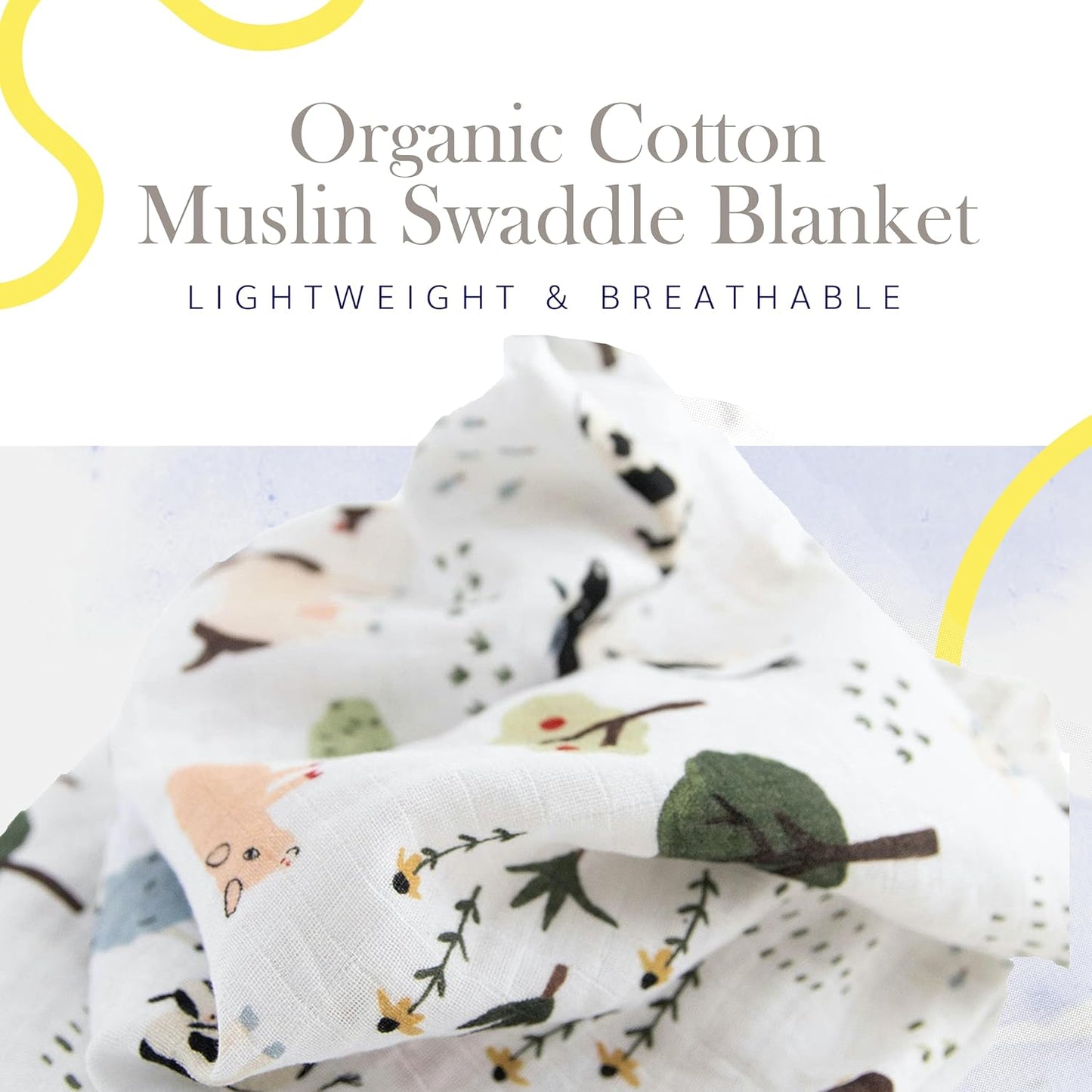 RED ROVR 100% Organic Cotton Muslin Swaddle | Newborn Receiving Blanket | Baby Wrap | Boy, Girl, Unisex | Soft, Lightweight, Breathable | Burping, Nursing | 44" x 44" | Family Farm