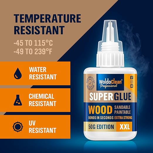 WoldoClean Super Glue for Wood 50g Extra Strong Gel