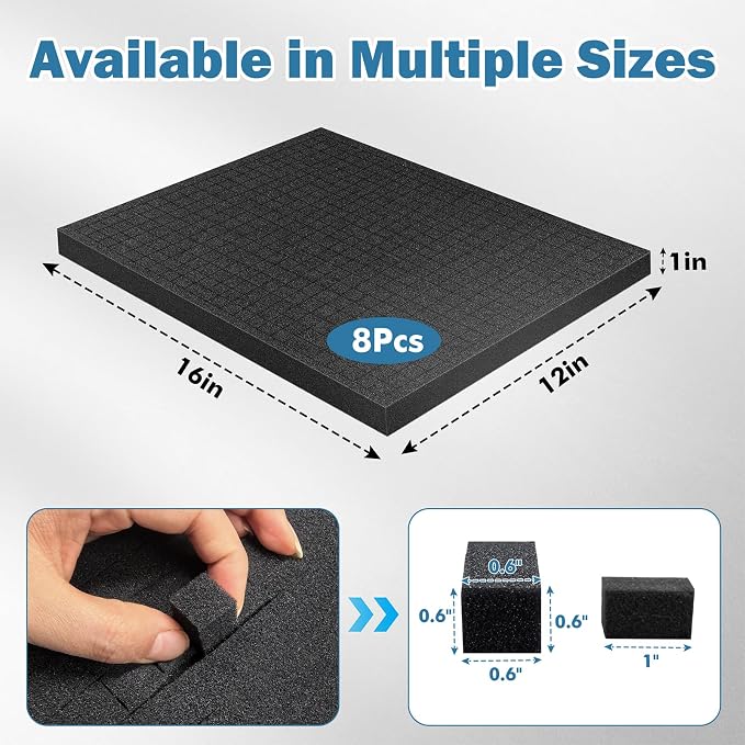 8Pcs Pick and Pluck Foam Large Size Apart Foam Insert Pre-Cubed Pick Padding