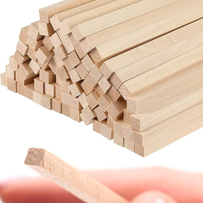 40PCS Square Basswood Dowel Rods 12 Inch – Unfinished Wood Dowels 3/8 Inch x 12