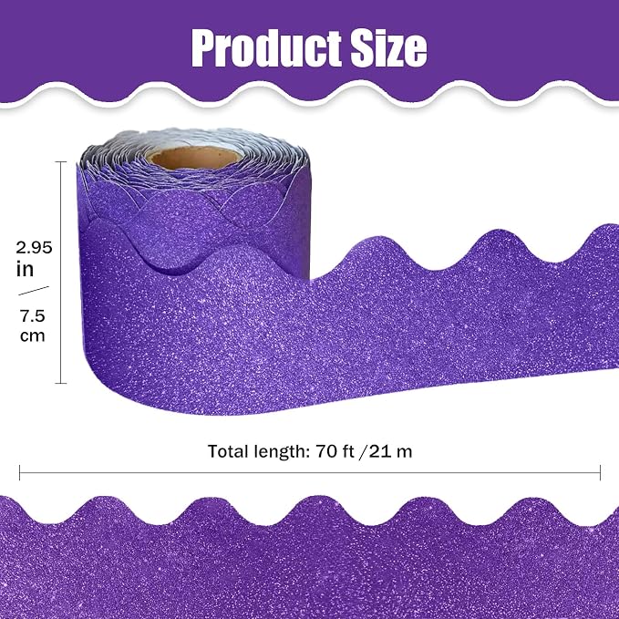 70Ft Shine Bulletin Board Borders，Scalloped Poster Boards Decorations Trim
