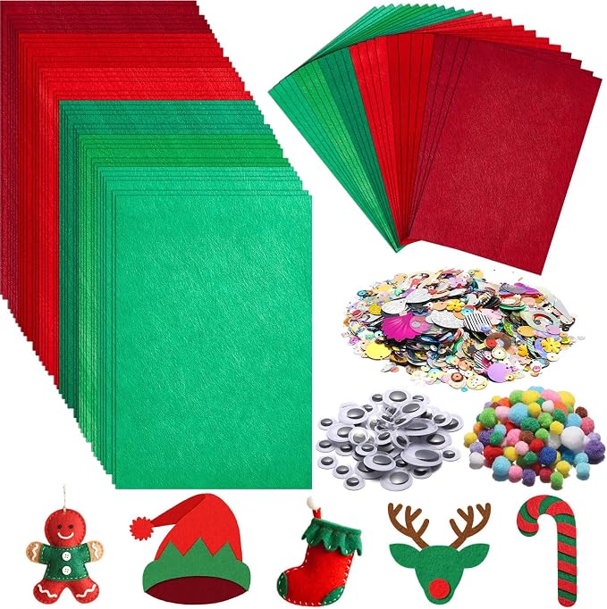 gisgfim 42Pcs Red and Green Gradient Felt Fabric Sheets 8 x 12 Inch Soft Thick