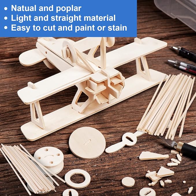 444Pcs Balsa Wood Sticks Variety Sizes Wood Strips Square Wooden Dowels Rod |