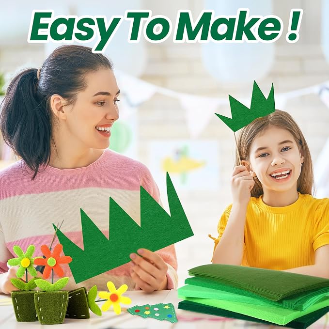 Peryiter 150 Pcs Back to School Green Felt Fabric Sheets Bulk