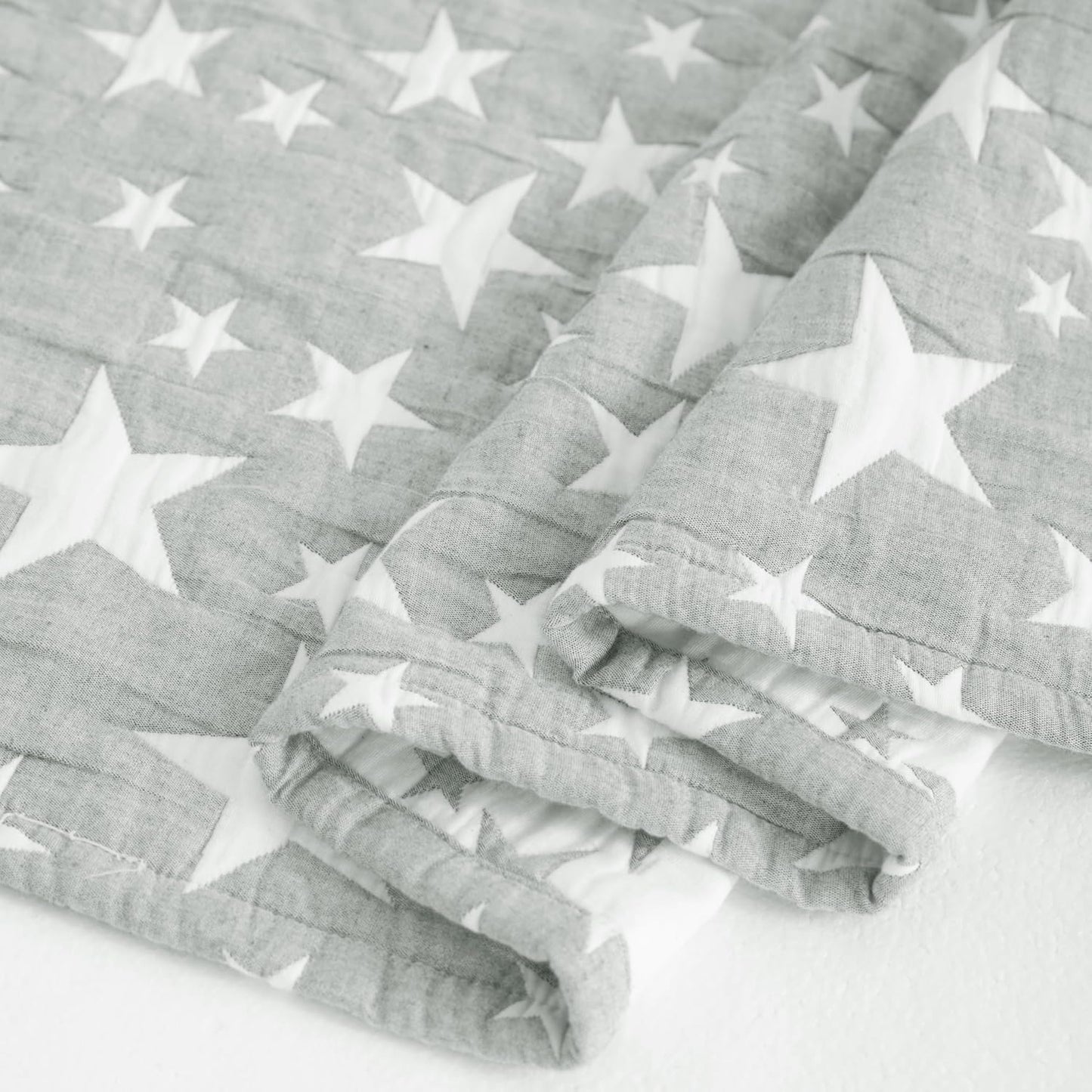 NTBAY 3 Layer Oversized Muslin Cotton Toddler Blanket, 45x60 Inches Jacquard Reversible Nursery Bed Blanket, Super Soft and Thermal Crib Blanket for All Seasons, Baby Gift, 45"x60", Grey/White Star
