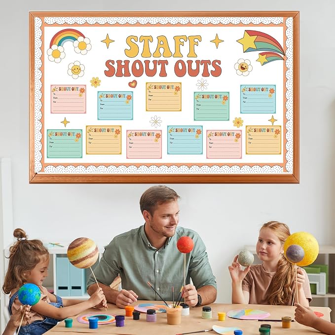 Boho Hippie Staff Shout Outs Bulletin Board Decorations Groovy Retro Staff