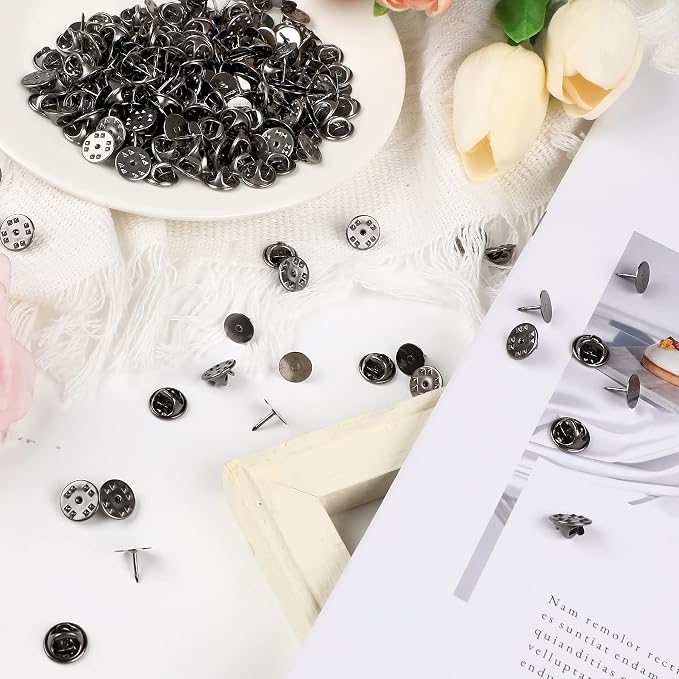 JANYUN 120 Pairs Black Butterfly Clutch Tie Tacks Blank Pin Clasp Back | Metal
