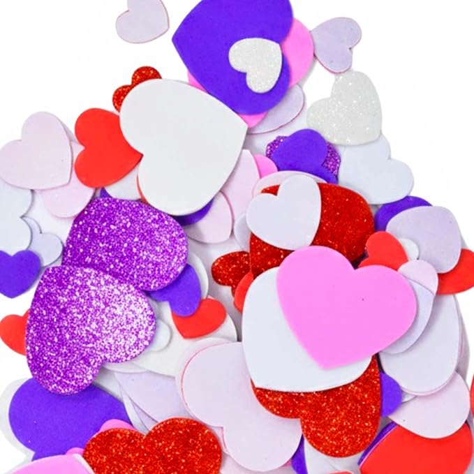 Gift Boutique Foam Heart Stickers 360 Pack Glitter & Matte Self Adhesive EVA