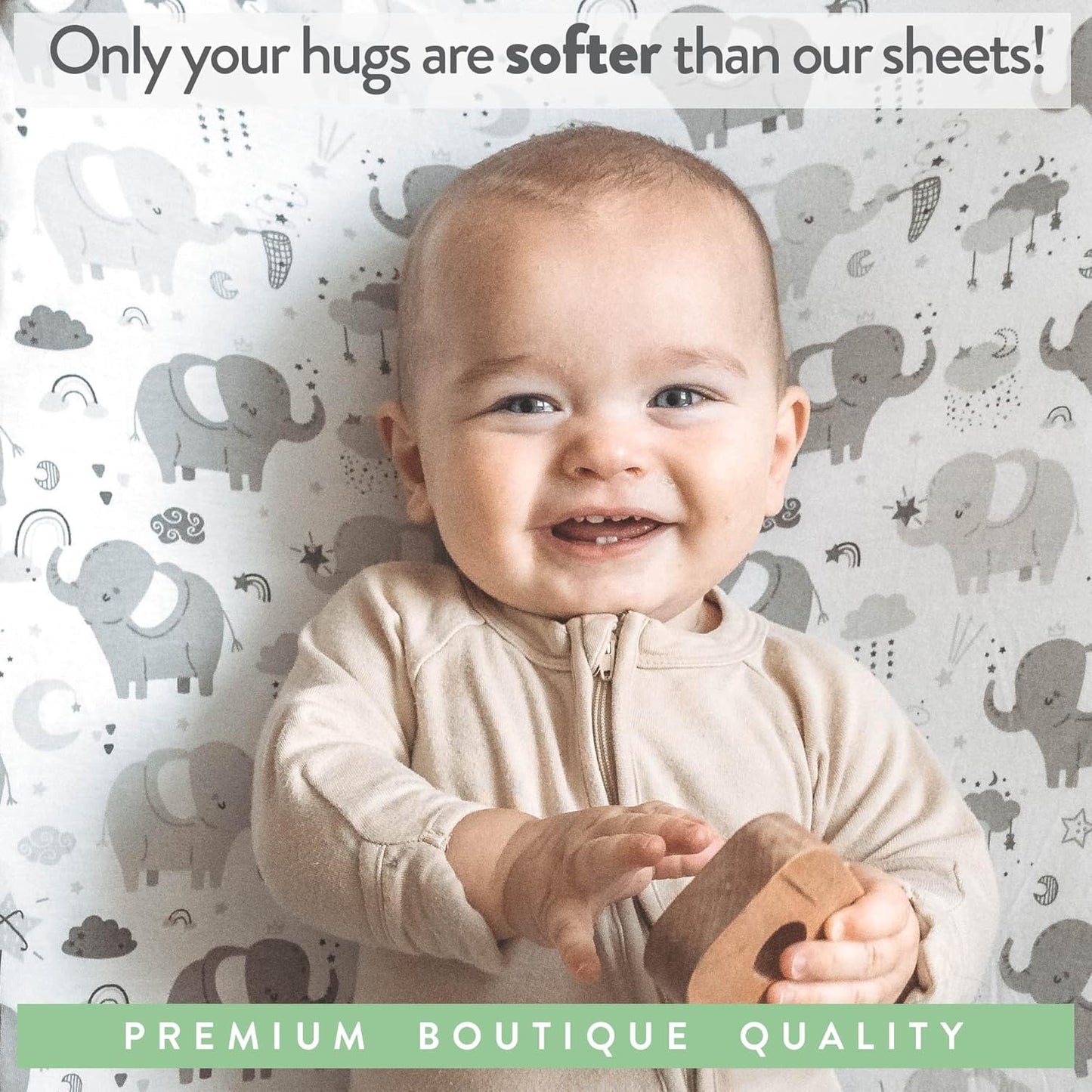 Changing Pad Covers for Baby Diaper Changing Table Pad – Neutral for Boys and Girls 100% Jersey Cotton Sheets – Grey White Elephant, Star, Cloud, Moon, Owl – 2 Pack
