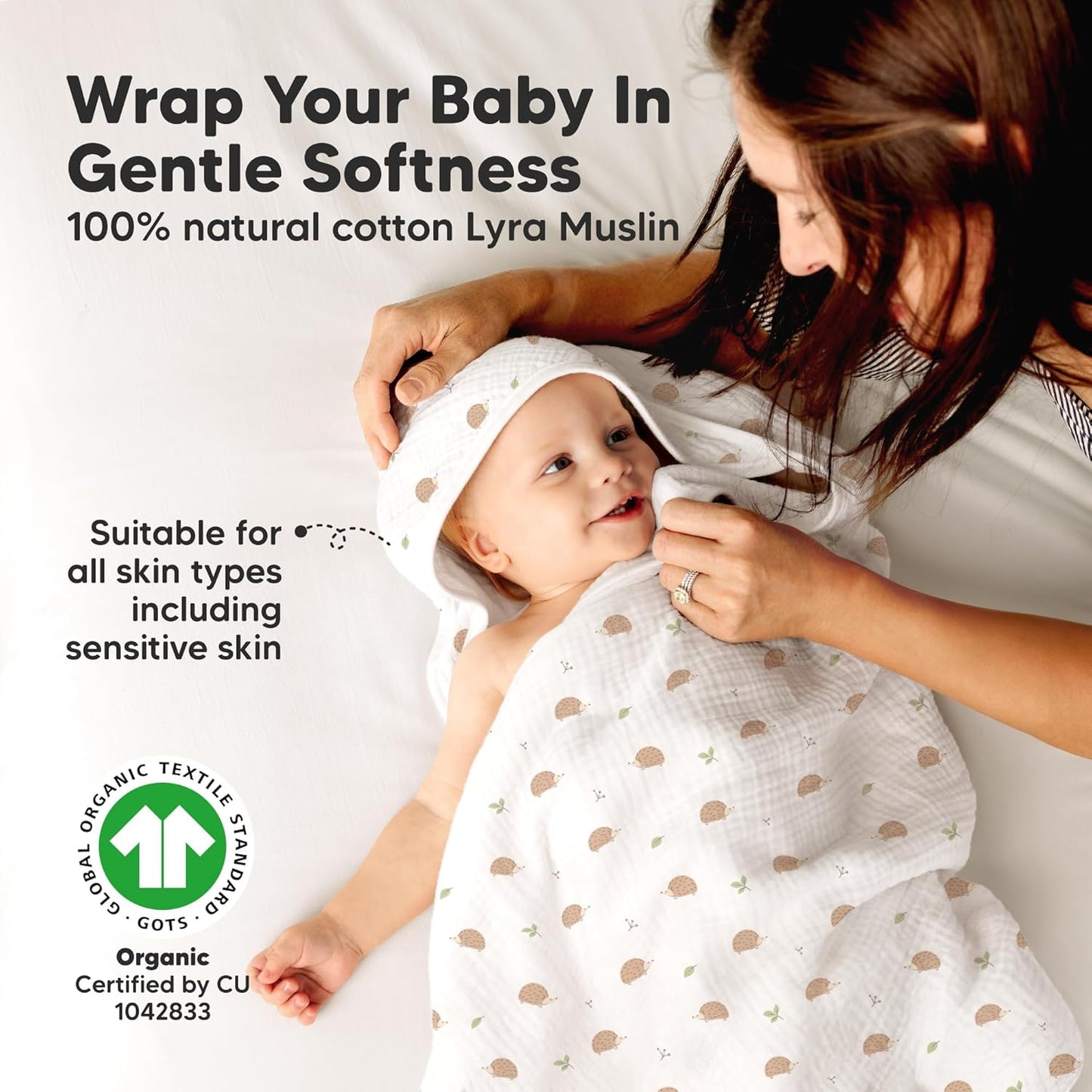KeaBabies Muslin Baby Bath Towels with Hood for Girls, Boys -Large Organic Cotton Hooded Baby Towels for Newborns,Toddlers,Infant,Kids,Soft Absorbent Newborn Bath Essentials Gift Set(Bruce, Regular)