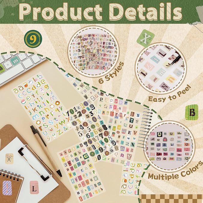 30 Sheets Vintage Letter Stickers
