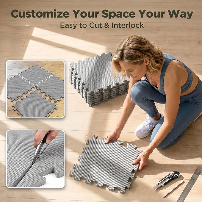 AIRHOP 18 PCS Gym Floor Mat, EVA Foam Puzzle Gym Mat, High-Density Interlocking