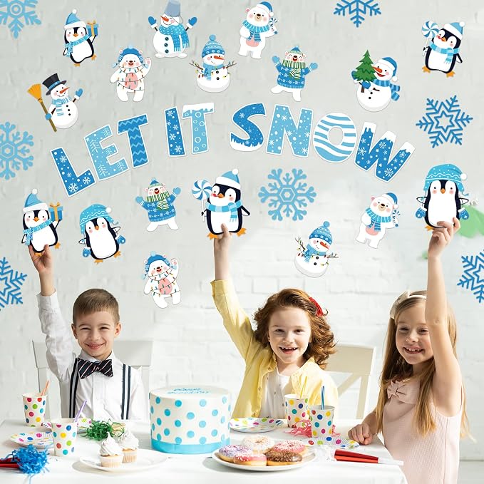 Outus 45 Pcs Winter Cutouts Snowflake Accents Paper Cutouts Name Tags Seasonal