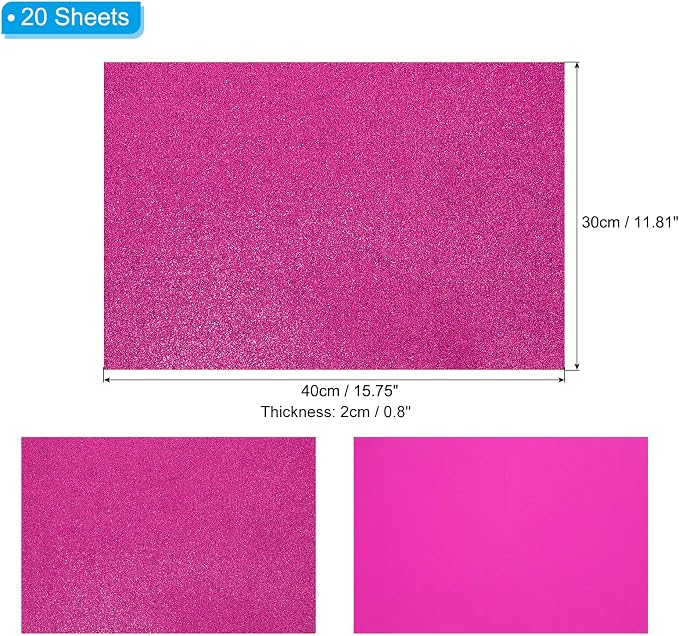 PATIKIL 20 Sheets 2mm Glitter Foam Sheet