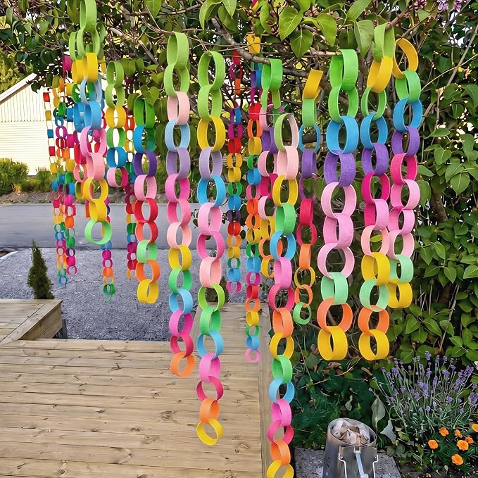 Roowest 600 Sheets Felt Chain Strips Bright Color Chain Garland 1x8 Inch