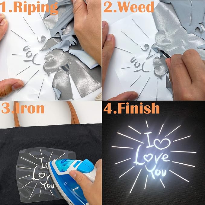 Reflective Vinyl Heat Transfer Vinyl Rolls Silver 12in x 6ft Reflective Iron on