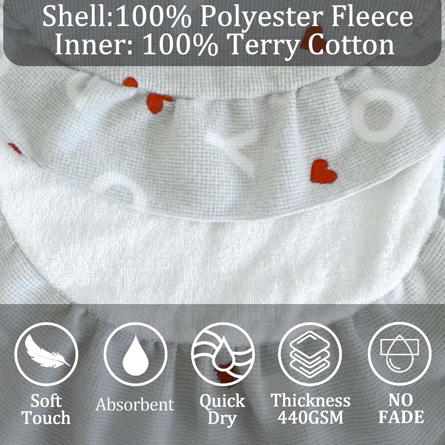 VOOVA & MOVAS Baby Hooded Towel Poncho with Ruffle Trim | Soft 100% Cotton | Absorbent Thick Towel for Bath, Swim, Beach & Winter | Cozy, Gray Joy