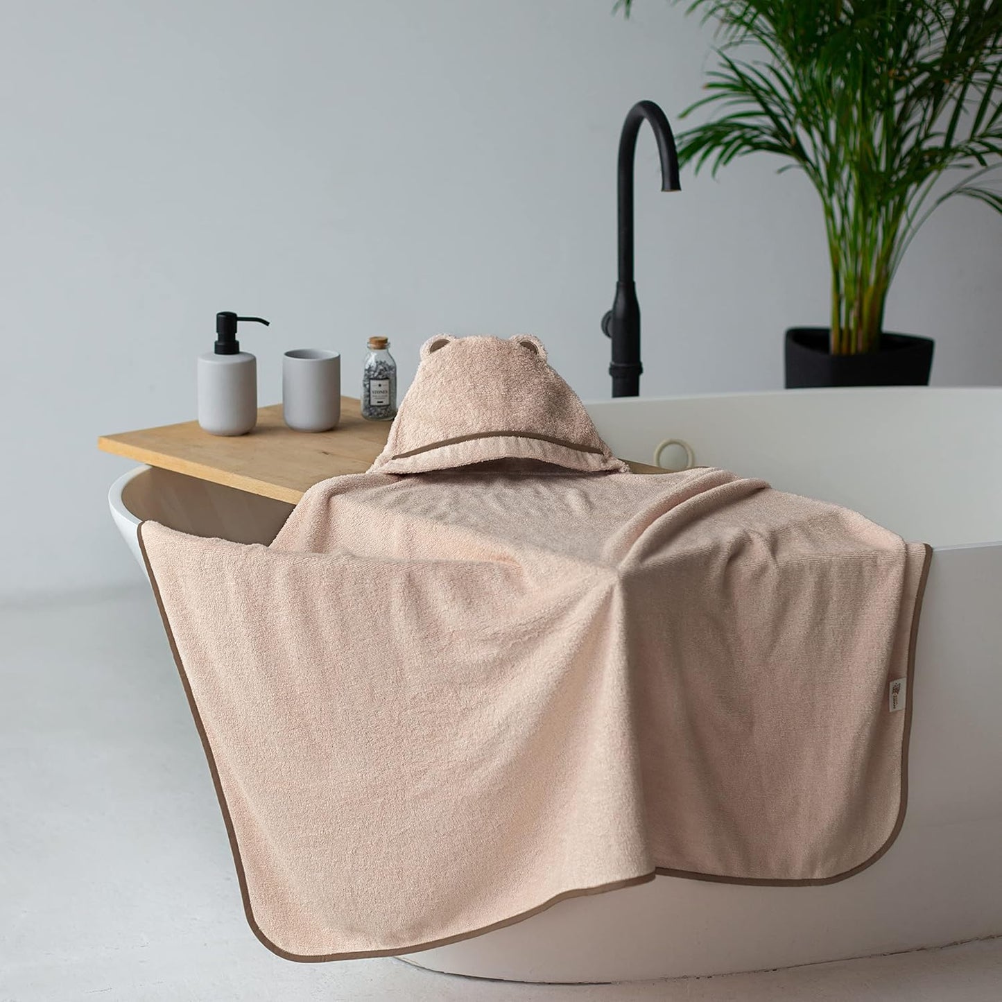 Premium Baby Bath Towel - Rayon Made from Bamboo Hooded Baby Towels - Newborn Baby Towel with Hood - Large Hooded Towel for Newborn Infant Boy Girl (Beige)