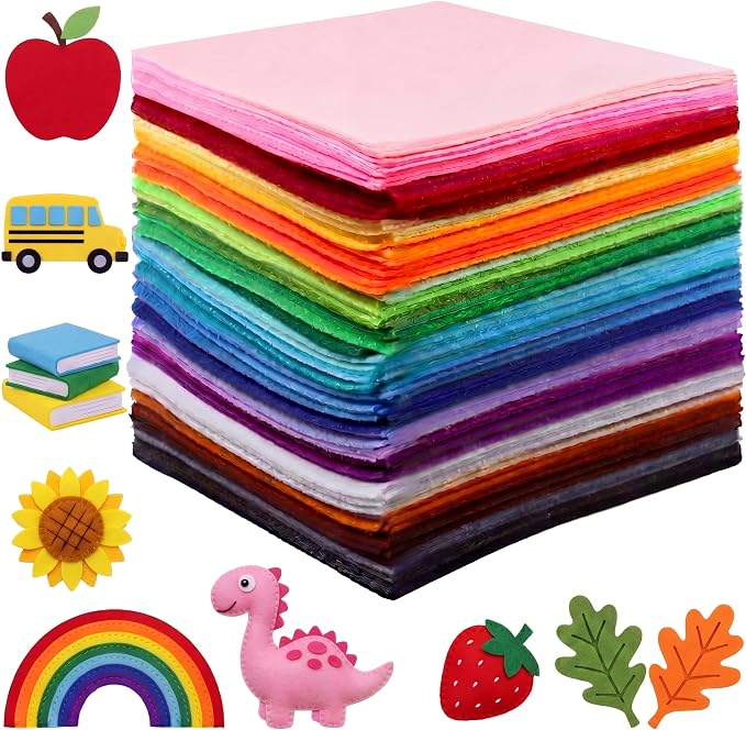 Reginary 120 Pcs 4 x 4 Inch, 2mm Thick Felt Sheets Bulk
