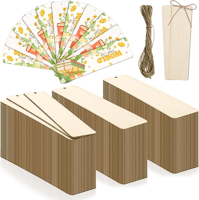 120 PCS Wood Blank Bookmarks Set