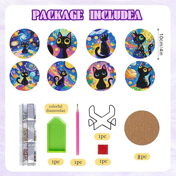 DOZEEZOP 8-Pack Diamond Art Coaster Kit