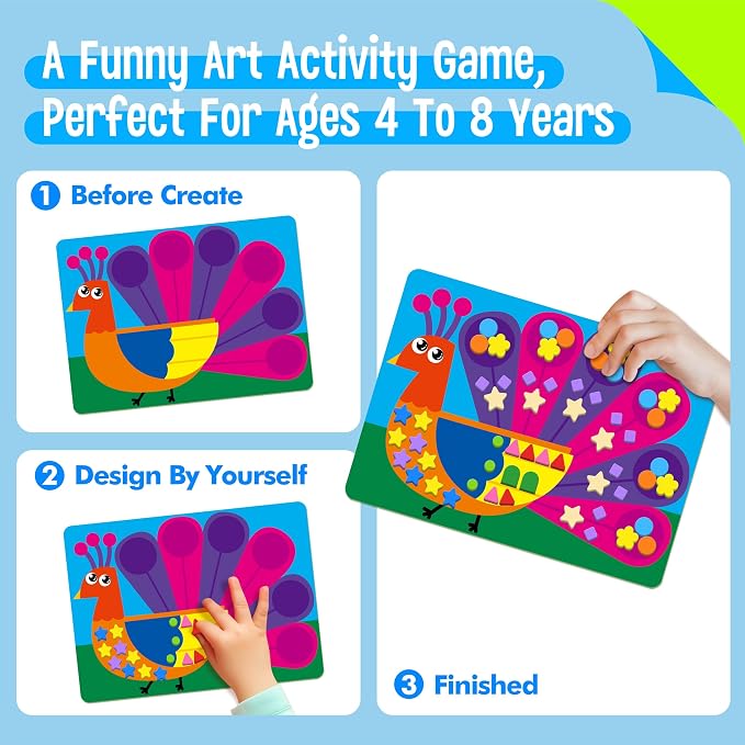 SpriteGru Foam Sticker Art Activity, 20 Wild Animal Art Boards