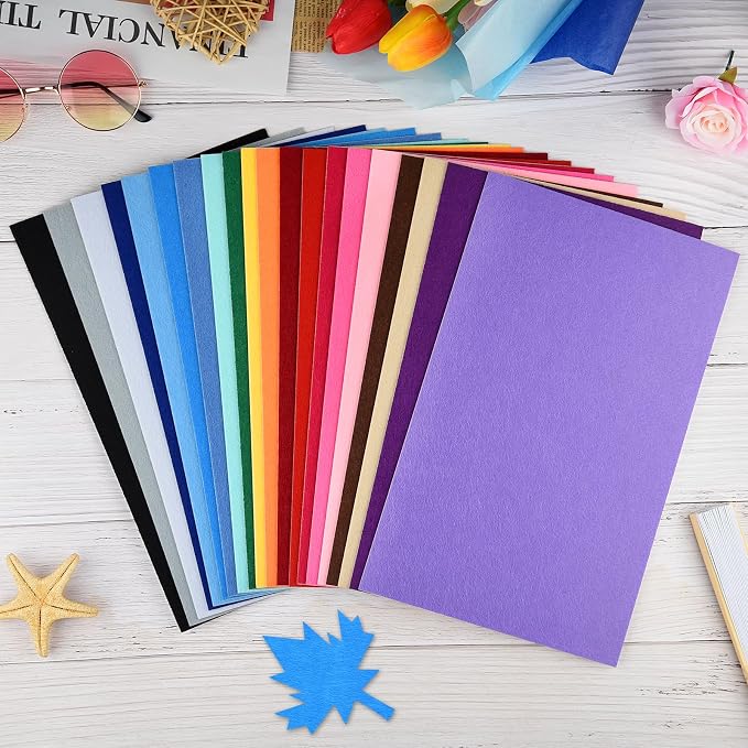 NACHLYNN 20Pcs Self Adhesive Felt Fabric Sheets 7"x11.5" /18x29cm Sticky Back