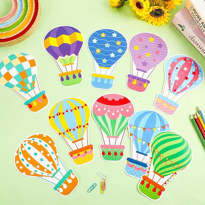 AUGSUN 60 Pcs Hot Air Balloon Bulletin Board Decorations Back to School