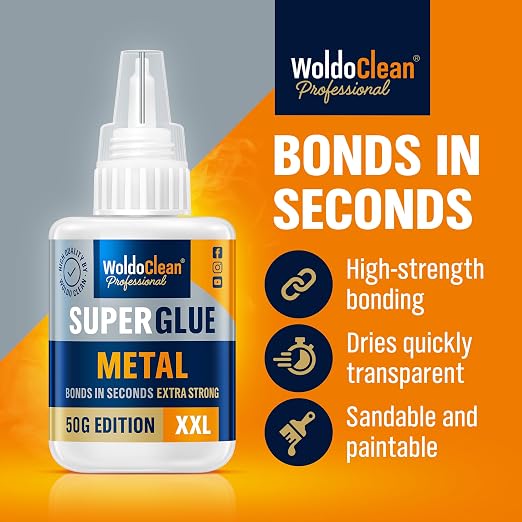 WoldoClean Metal Super Glue 50g Extra Strong Adhesive | Heavy Duty Waterproof