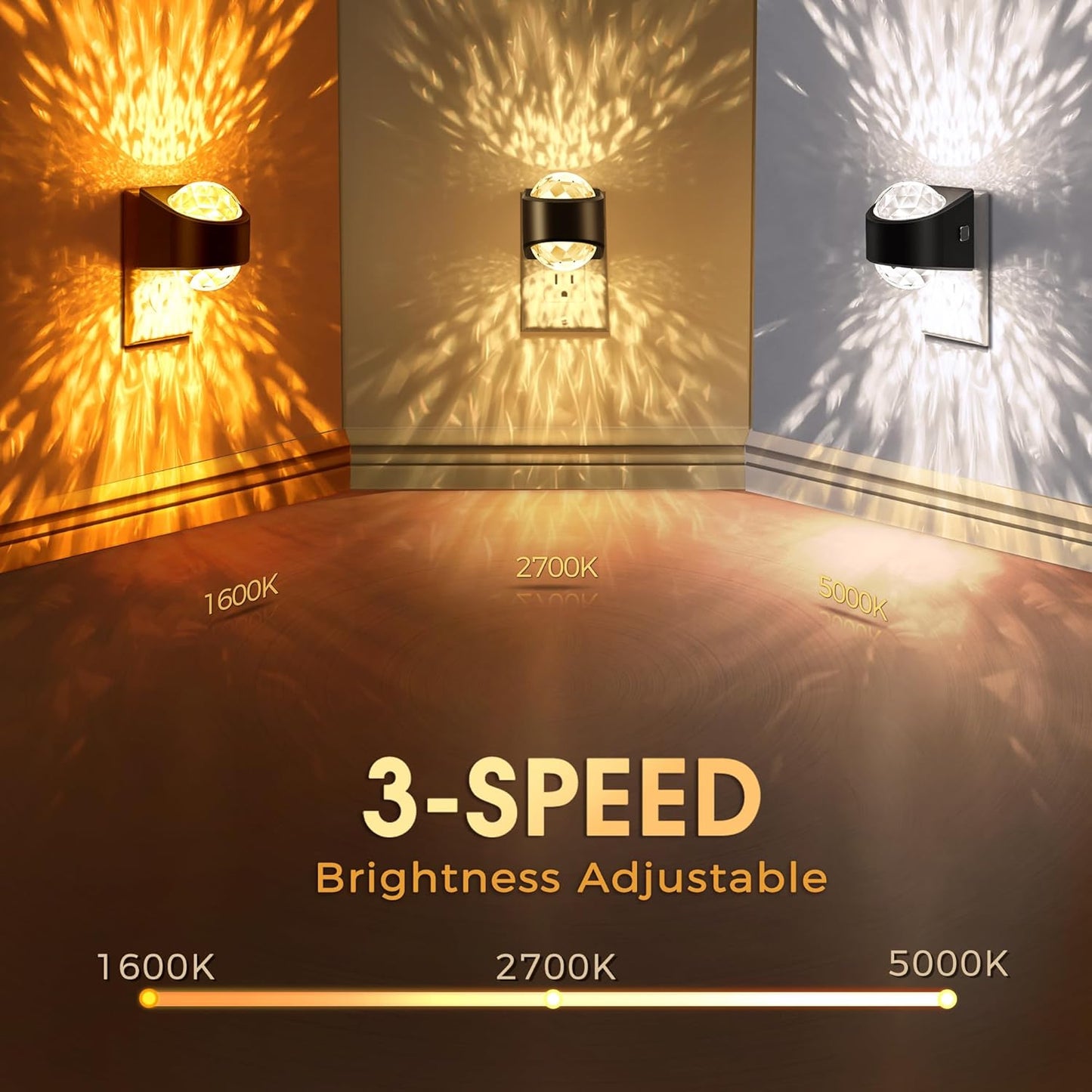 Night Light Plug into Wall, Color Changing Night Light, 3CCT Diamond Design with Galaxy Star Projector, Dusk to Dawn Sensor for Bathroom Bedroom Gaming Room Decor Gift,2 Pack