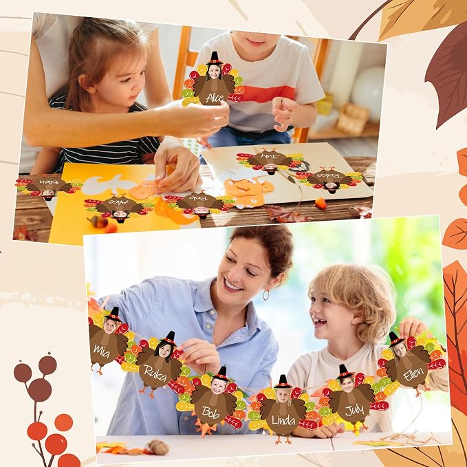 FYSUIMU 50 Sets Fall Thanksgiving Turkey DIY Cutouts Turkey and Hat Cut-Outs