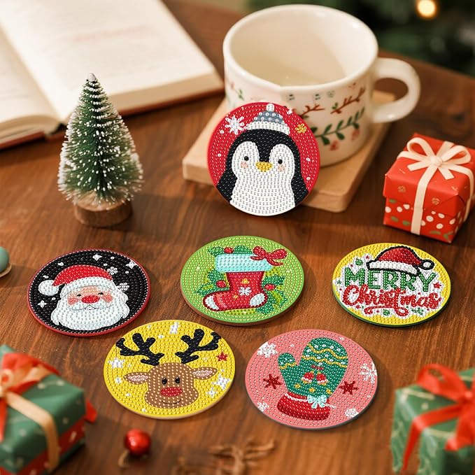 DOZEEZOP 6-Pack Diamond Art Coaster Kit